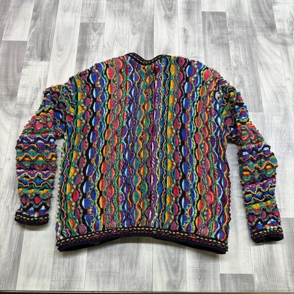 ✅Womens L Coogi Australia Cardigan 3D Knit Sweater Multicolor Mercerized Cotton - Picture 11 of 13